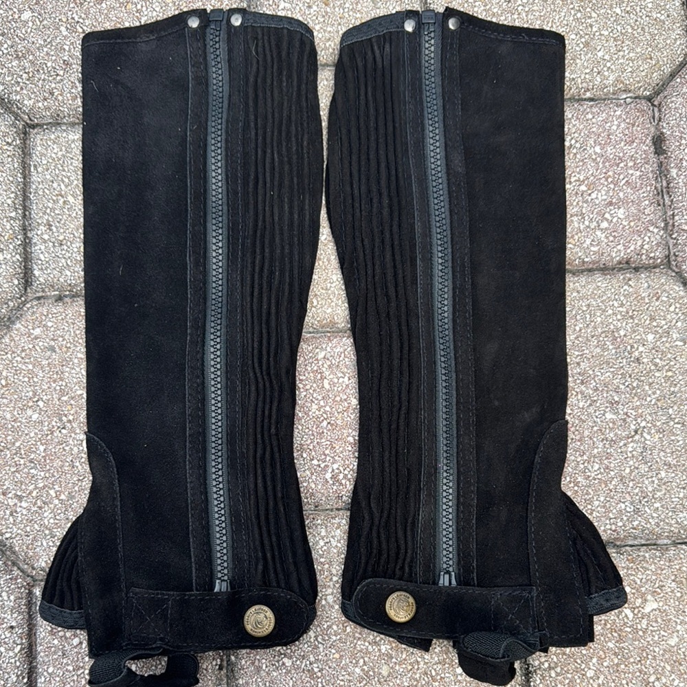 Perri's Black Leather Half Chaps suede CM tall